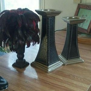2 large candle holders
